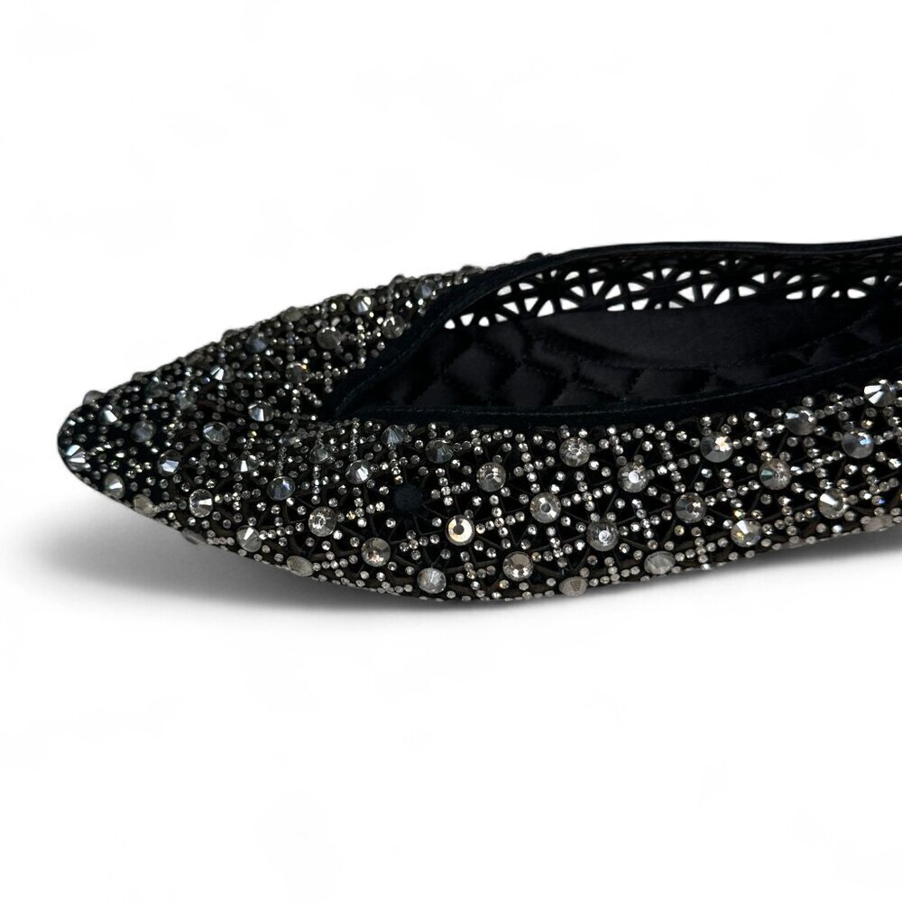 Birdies Women's Goldfinch Pointed Toe Suede Ballet Flat in Pewter Crystal 8.5 - Picture 15 of 16